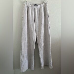 Brandy Melville Sweatpants Waffle Knit Wide Leg Mid Rise Light Gray Size M